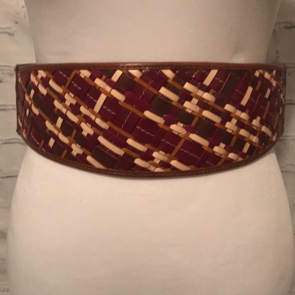 Anthropologie wide purple leather woven belt